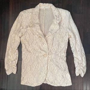 Gibson Ruched Sleeve Lace Blazer NWOT XS